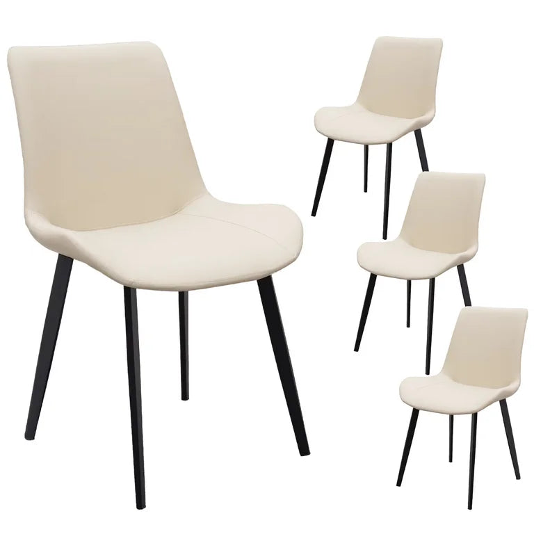 Set of 4 Tan PU Leather Upholstered Dining Chairs