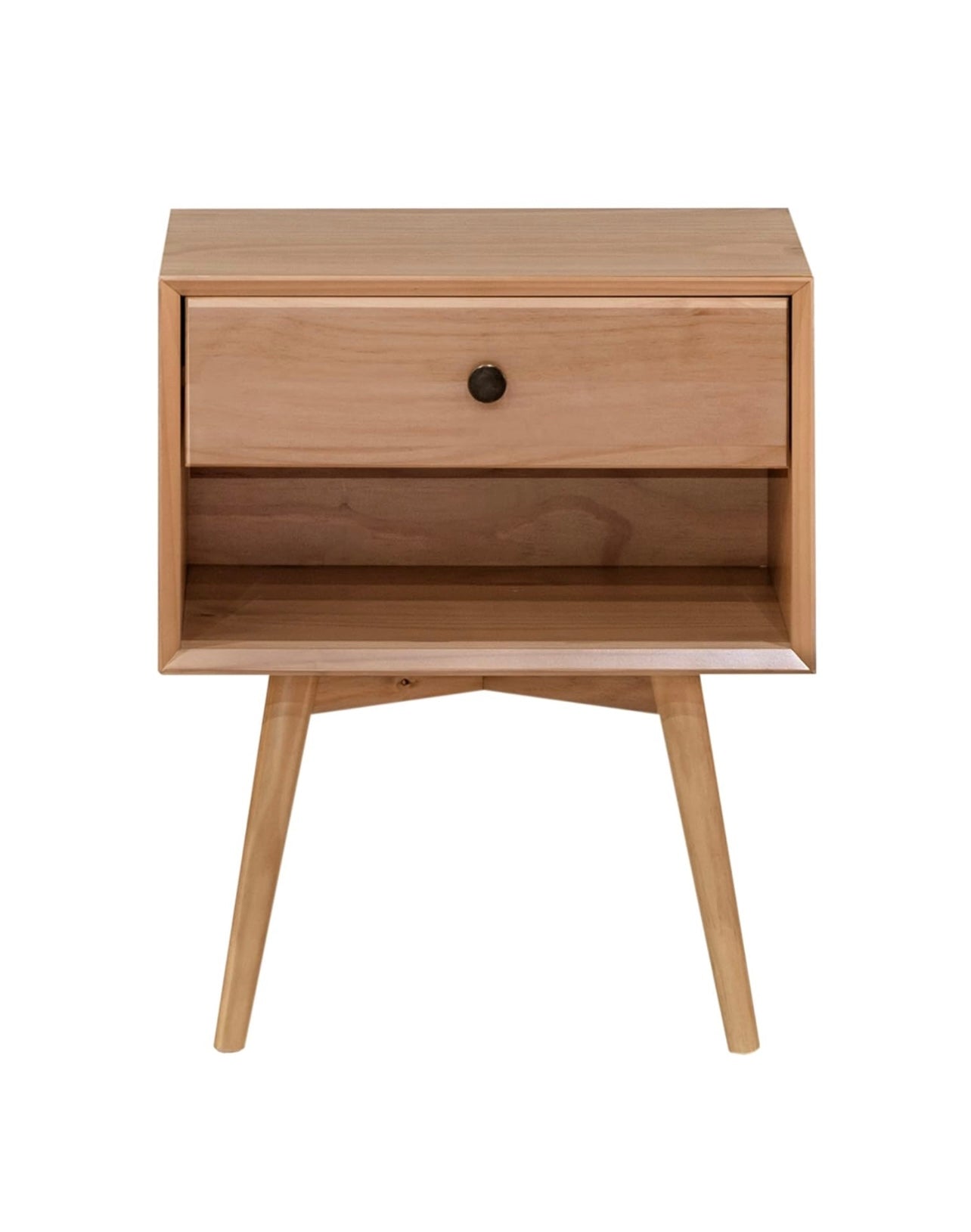 Mid-Century Nightstand - Solid Wood Nightstand in Caramel
