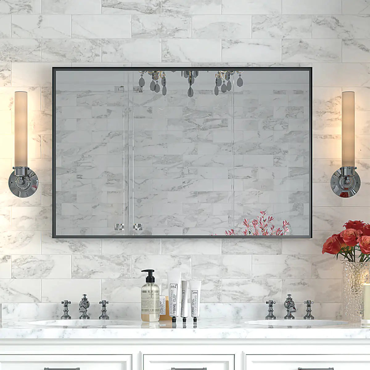 40”x30” Black Bathroom Vanity Mirror - Rectangular Bathroom Wall Mirror