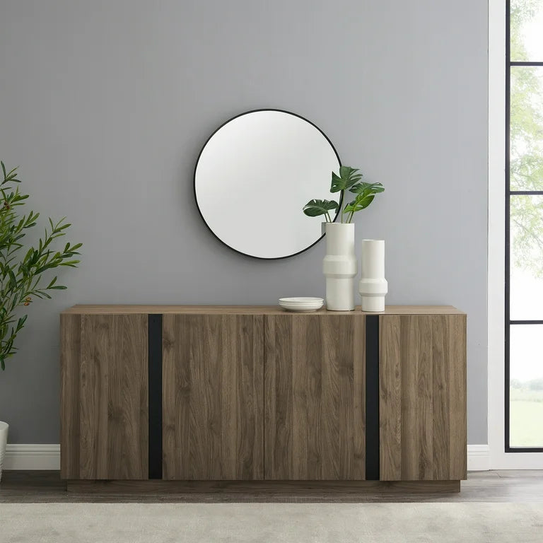 Mid-Century 3-Drawer TV Stand Slate Grey 70"