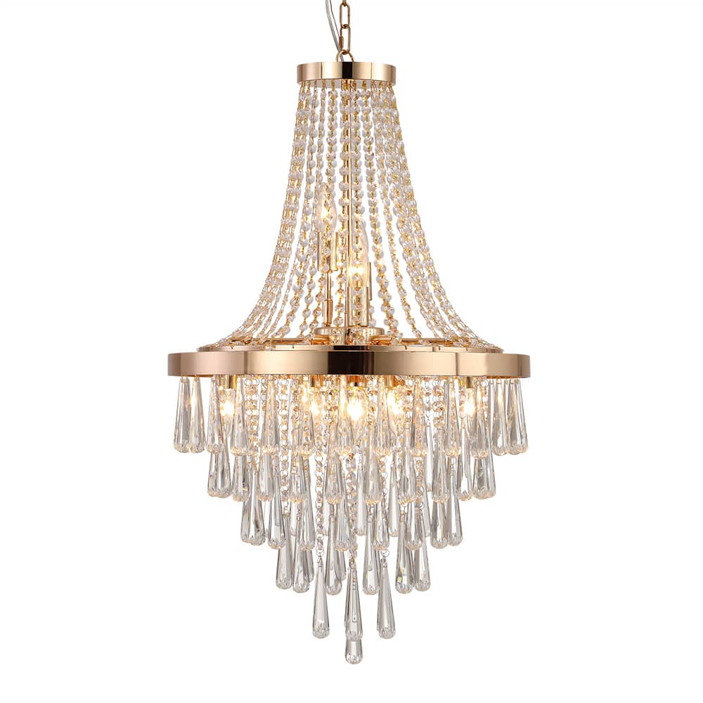Golden Crystal Chandelier with Layered K9 Design