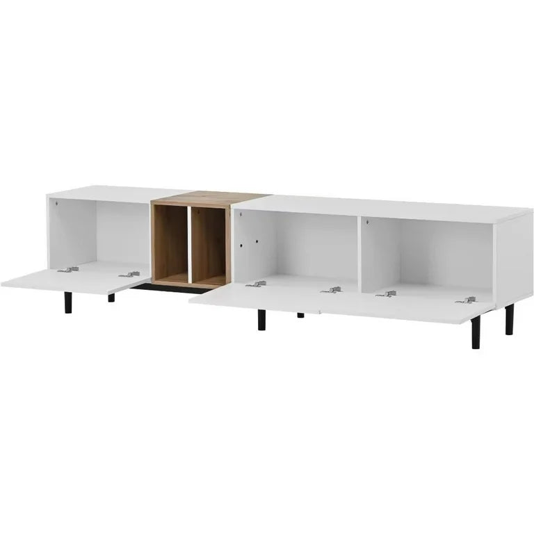 White 3-Door TV Stand for 80 Inch TVs