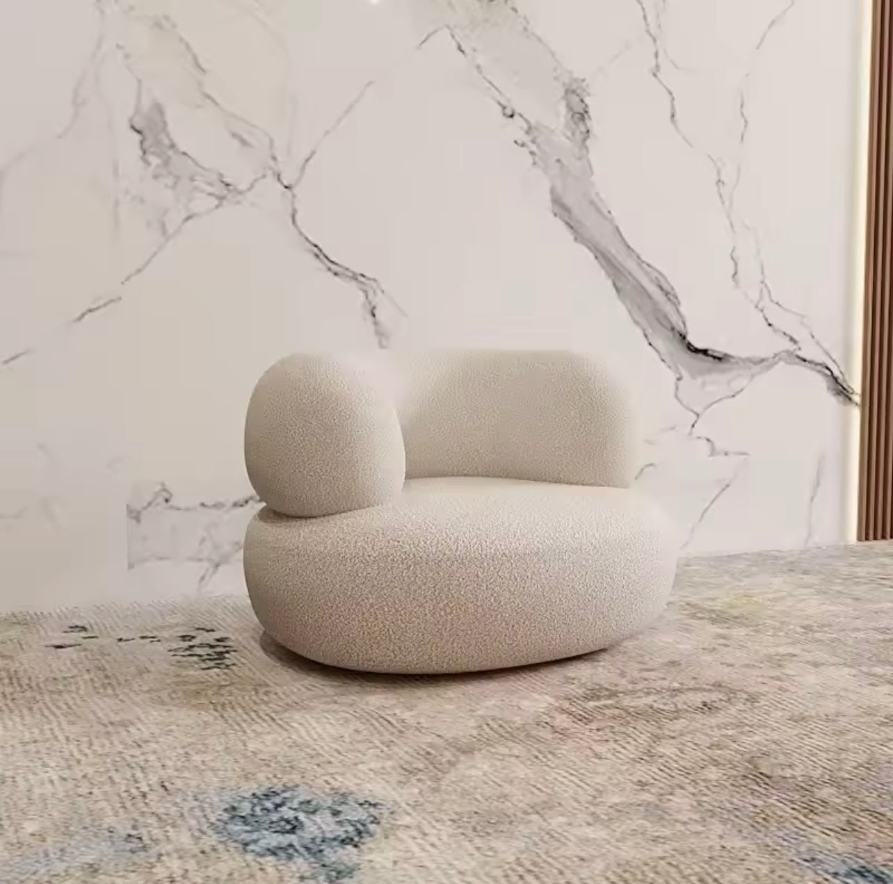 Modern Luxury Curved Lambswool Sofa, White