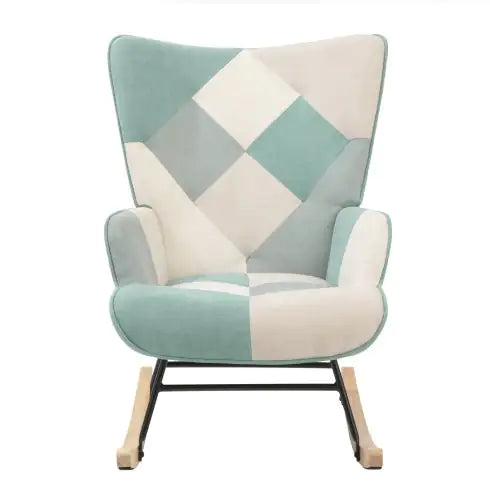 Patchwork Chair - Rocking Chair for Baby Nursery with Wood Legs