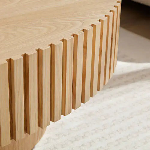 Modern Handmade Drum Coffee Table Oval Ash