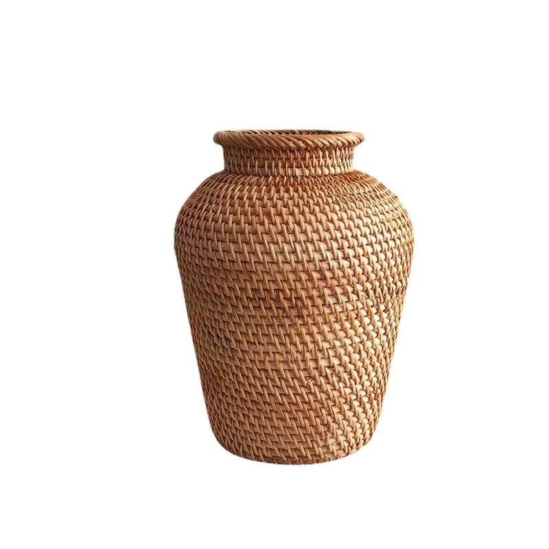 Vietnamese Handwoven Rattan Vase – Nordic Style