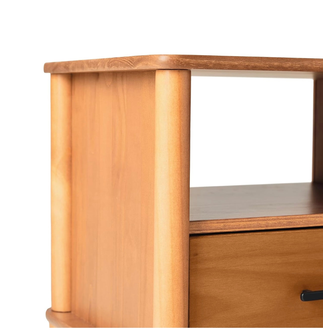Solid Wood Spindle Nightstand Caramel Finish