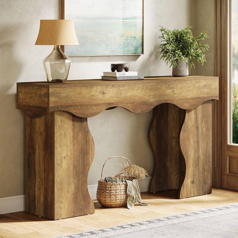 Retro Farmhouse Console Table, Modern Wood Entryway Table