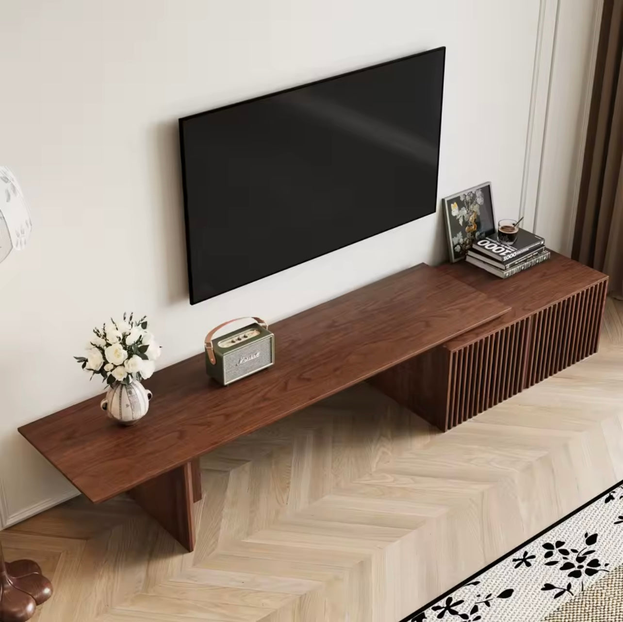 Extendable Walnut Media Console for 55”+ TVs