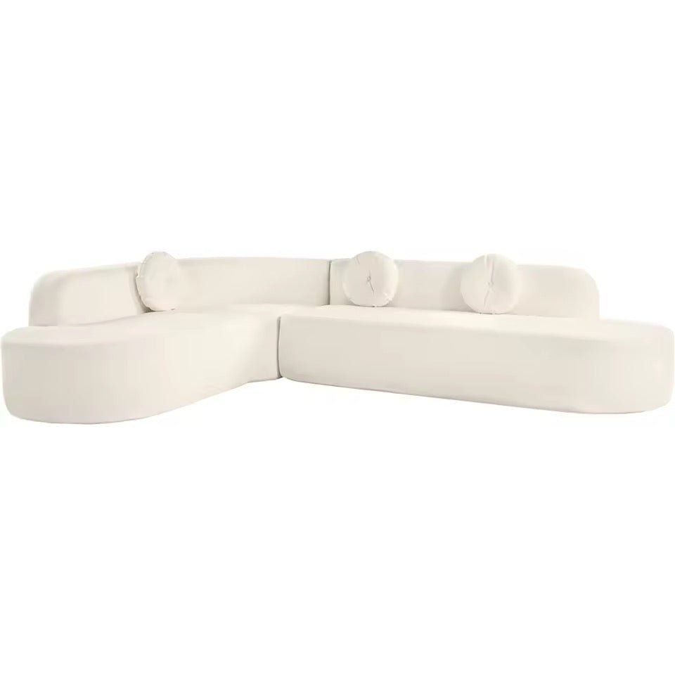 122” Oversized Curved Upholstered Sectional, with Three Round Pillows