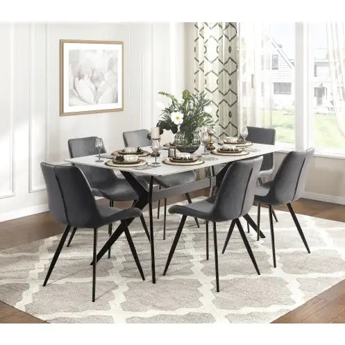 Gray Faux Leather Dining Chairs Set of 2 Modern