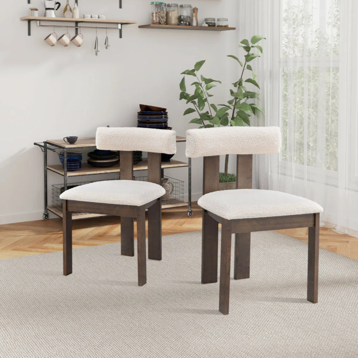 Set of 2 Modern Walnut Dining Chairs