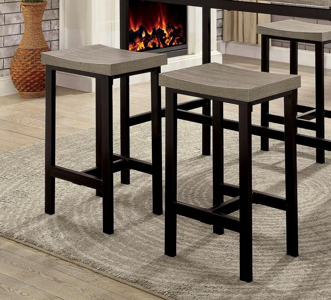 5 Piece Counter Height Dining Set Black Gray