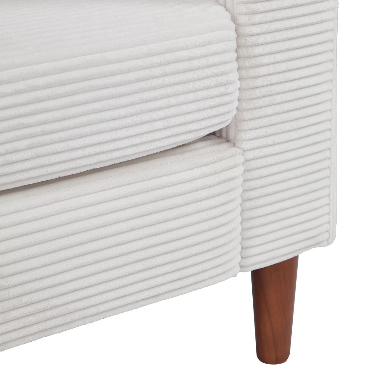 Beige Linen Upholstered Compact Sofa with Cushions