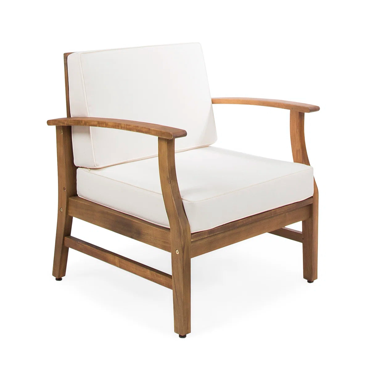 Cream Wooden Club Chair with Acacia Frame