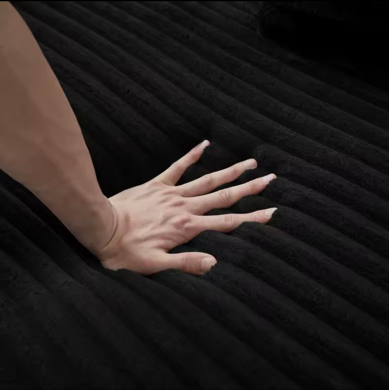 4 Seater Contemporary Curved Upholstered Corduroy Sectional Sofa