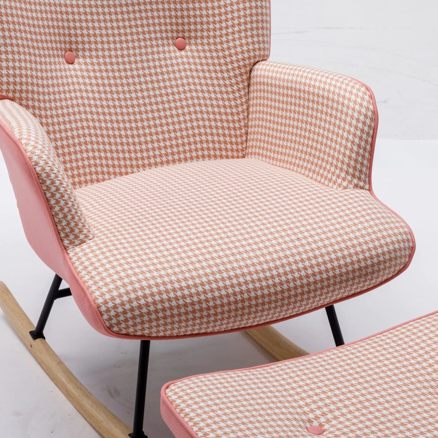 35.5 Inch Wingback Rocking Chair with Solid Wood