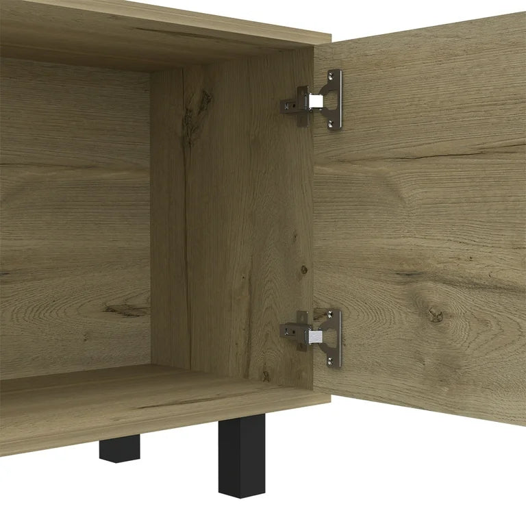 Light Oak 70-Inch TV Stand with Open Shelves