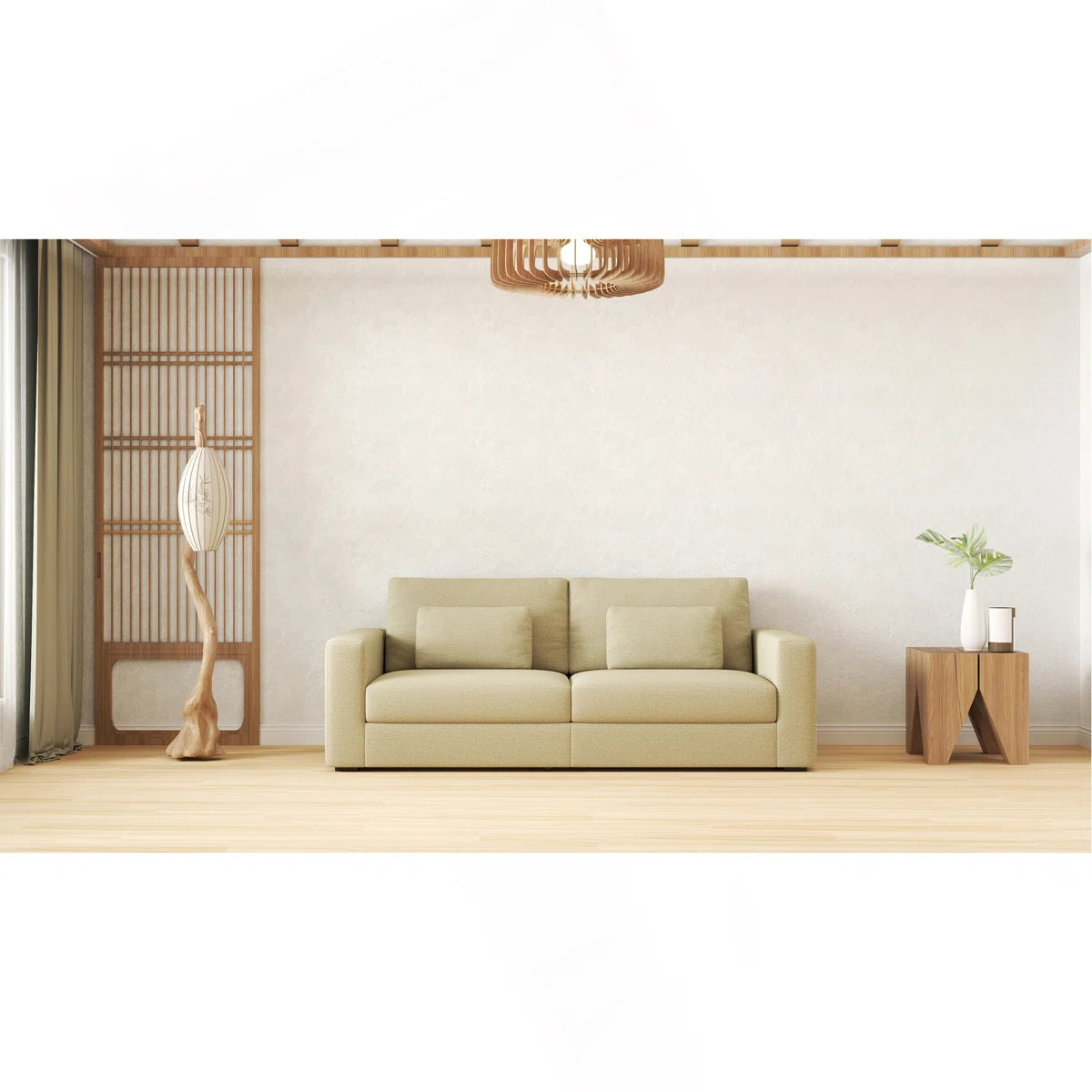 83" Beige 3 Seater Sofa with Detachable Cover
