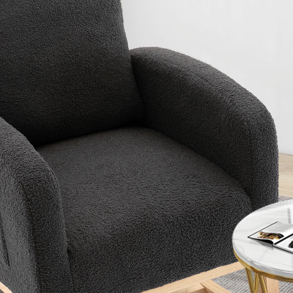 Modern High-Back Rocking Armchair, Dark Gray