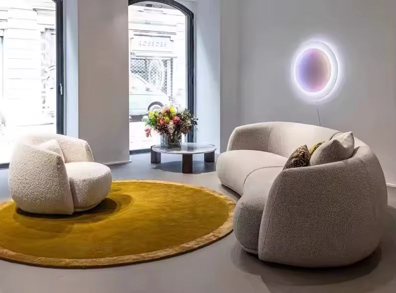 Dutch Vintage Ergonomically Curved Sofa, White Lounge Sofa