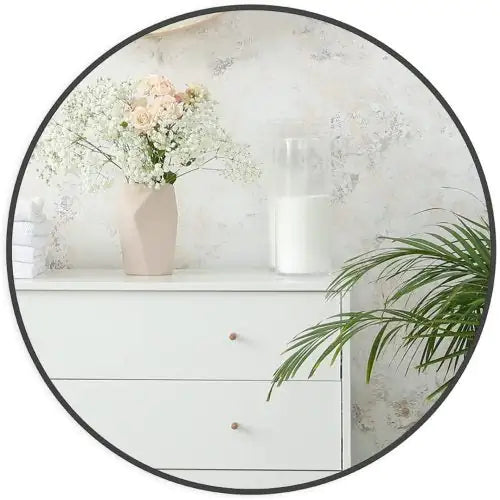 Classic Black Round Bathroom Mirror 24 Inch