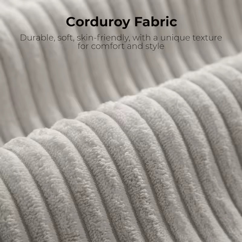 120” Modular L-Shaped Corduroy Sofa, Oversized Greige 3-Seater