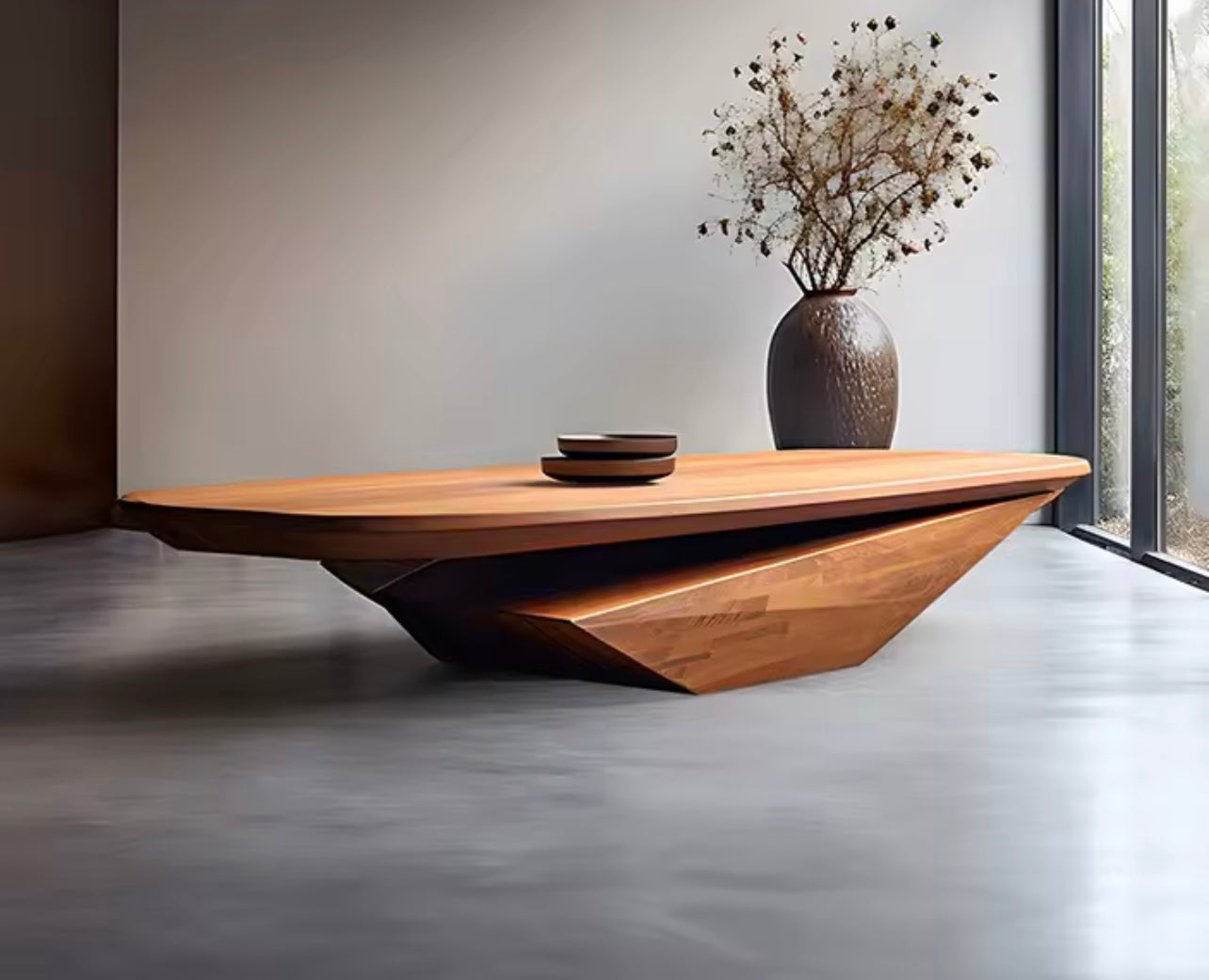 Hand Carved Walnut Sculptural Coffee Table