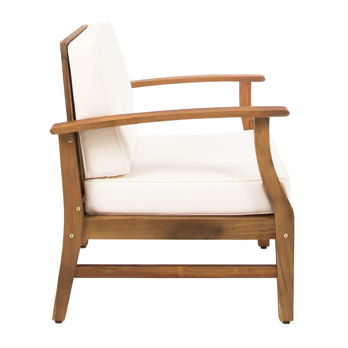 Cream Wooden Club Chair with Acacia Frame