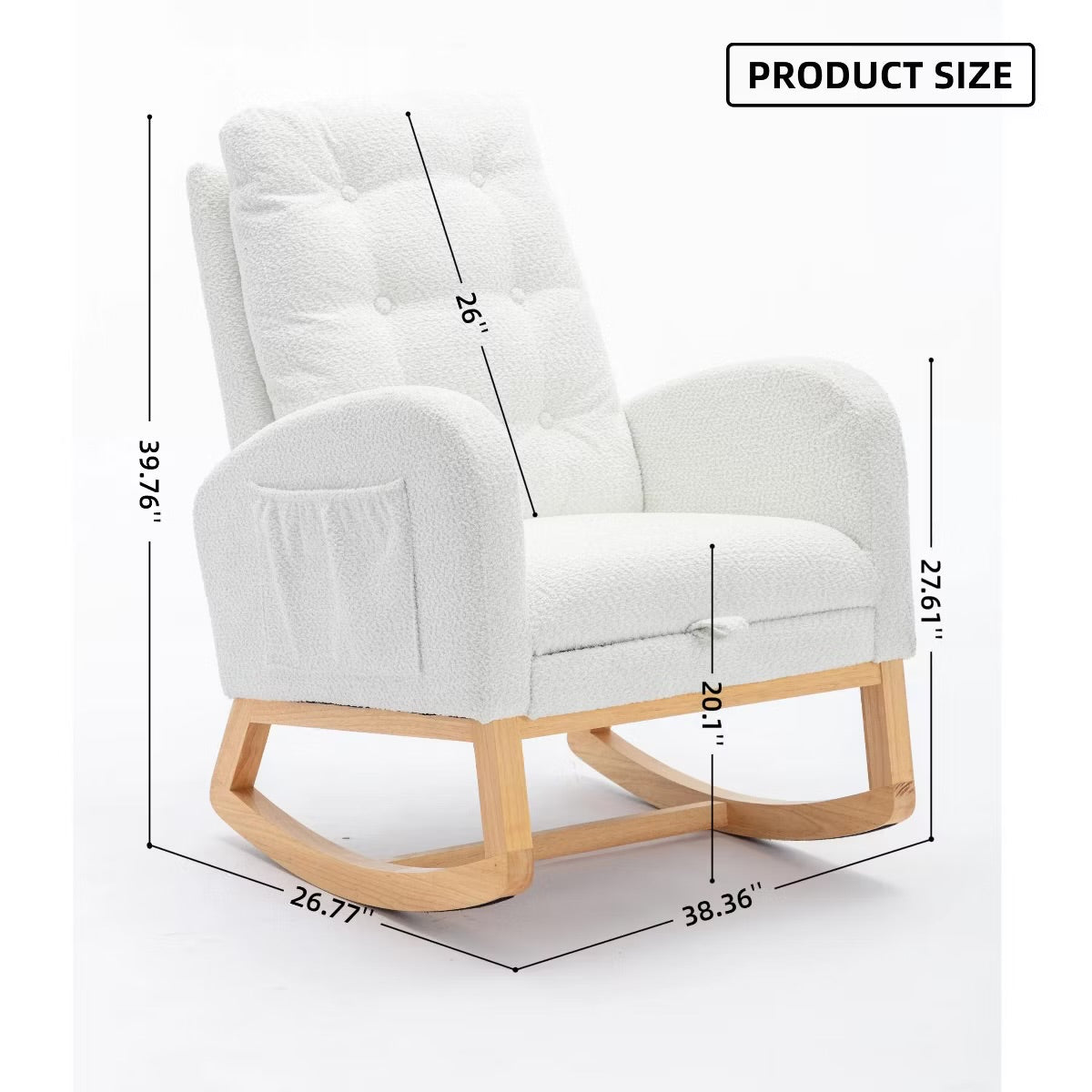 White Rocking Chair with Footrest - Small Rocking Chair for Baby Nursery