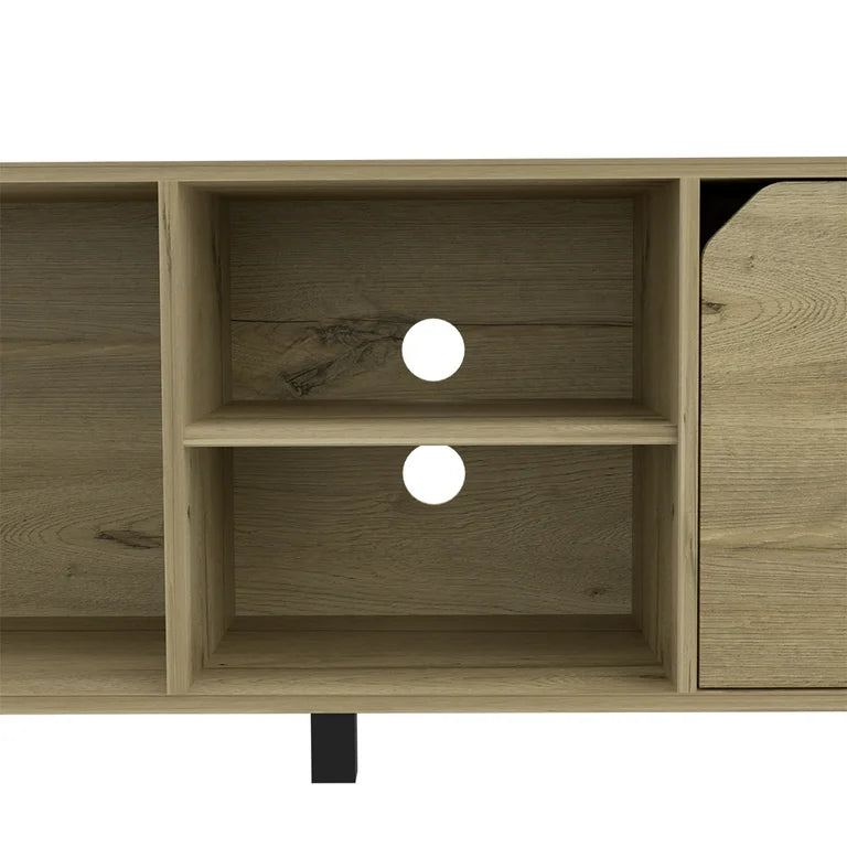 Light Oak 70-Inch TV Stand with Open Shelves