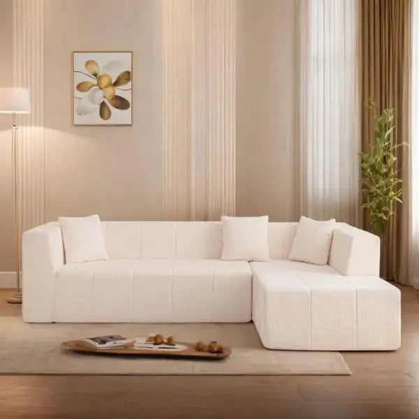 Modular L-Shaped Sectional Floor Couch, Deep Seat Tufted Sofa