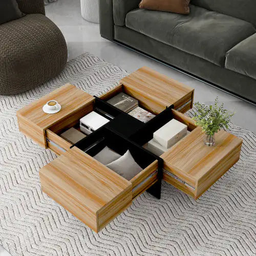 Square Coffee Table with Hidden Storage Compartments
