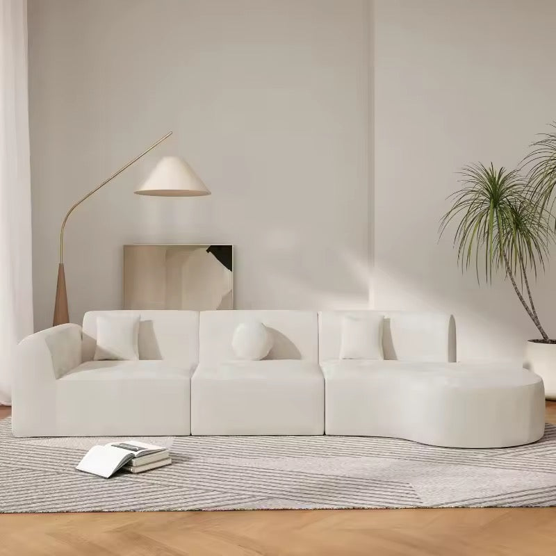White Modern Curved 7 Seat Sectional Sofa with Chaise