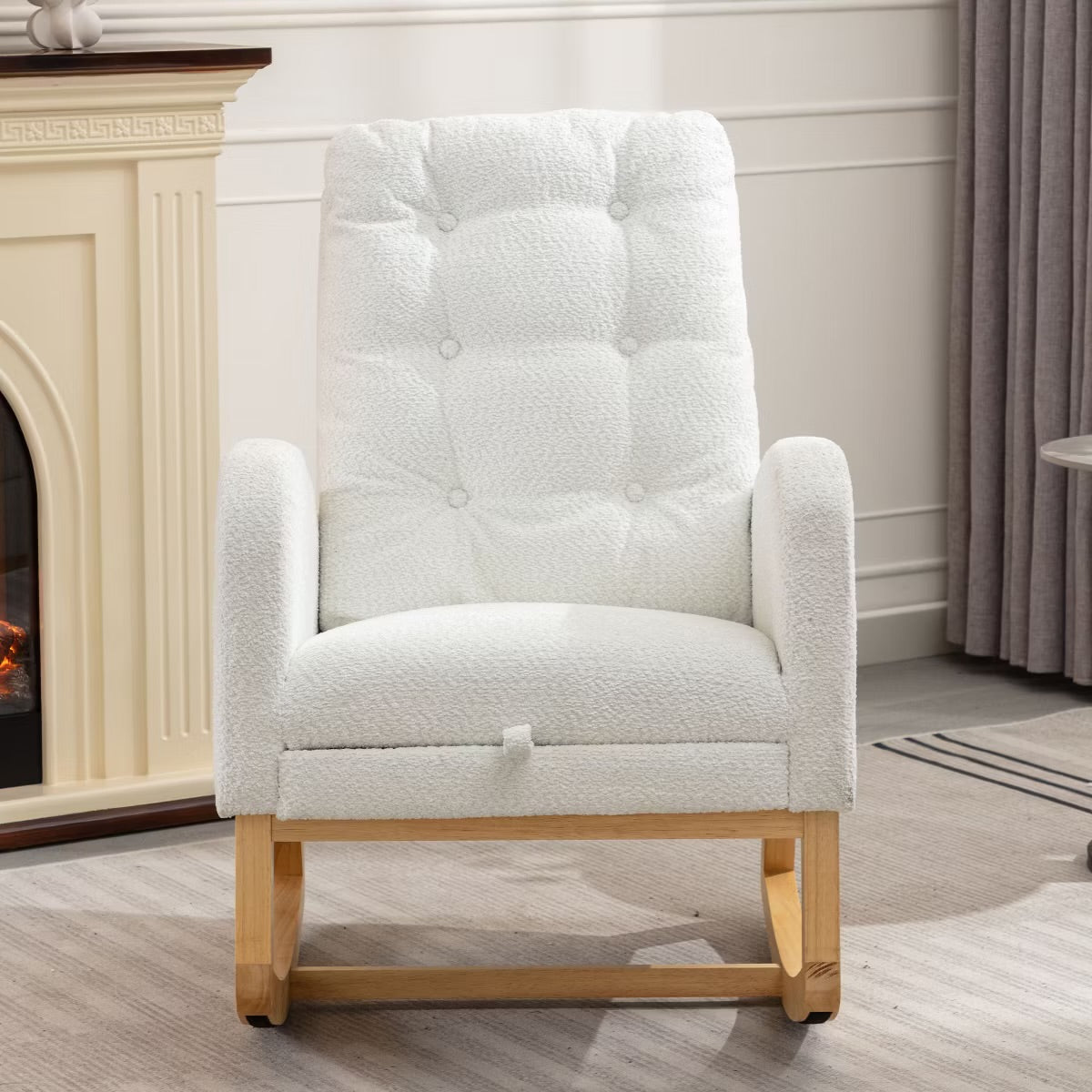White Rocking Chair with Footrest - Small Rocking Chair for Baby Nursery