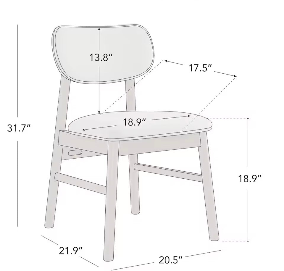 Set of 2 Mid-Century Chenille Upholstered Dining Chairs, Walnut