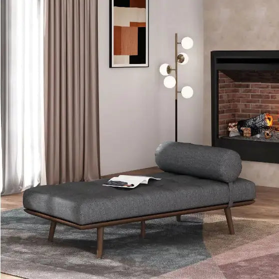 Mid-Century Chaise Lounge with Tufted Upholstery