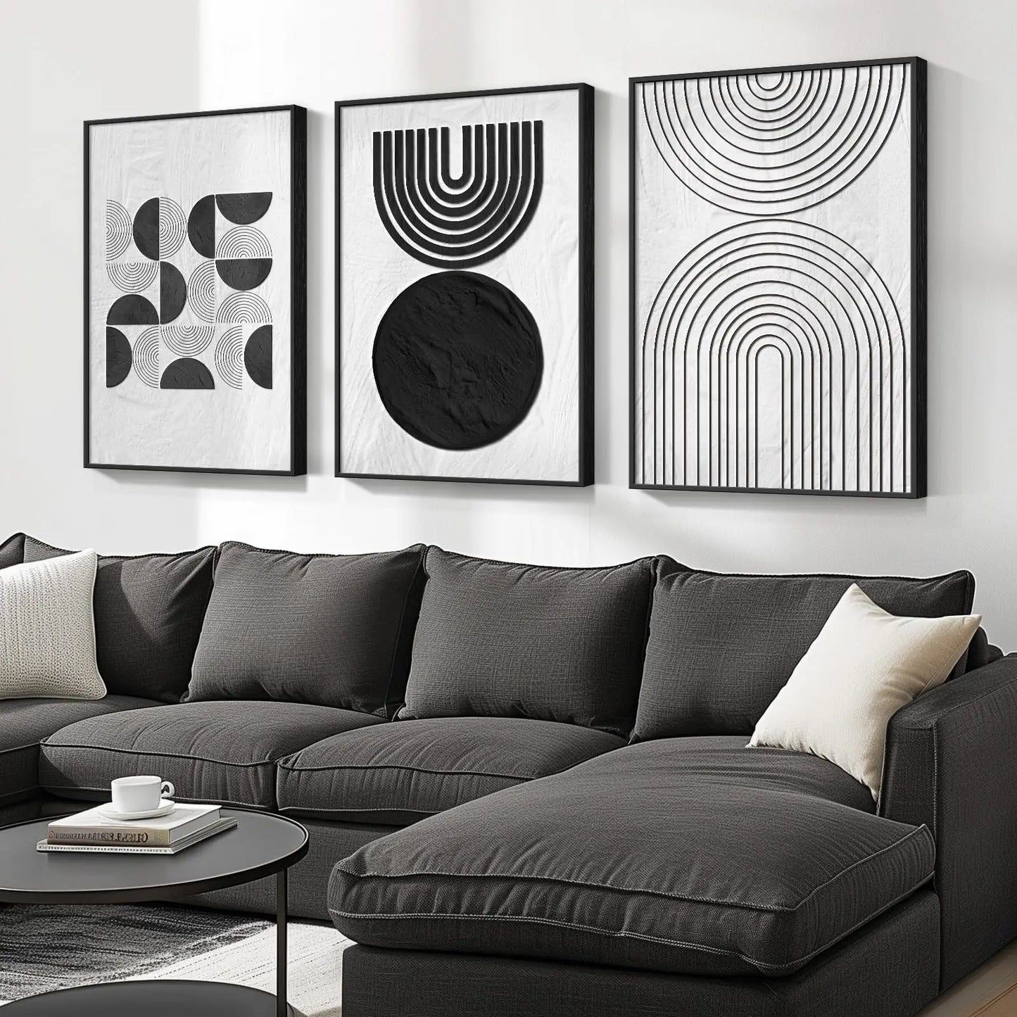 Black and White Wall Art Home Decor - Abstract Wall Art 3 Piece Canvas