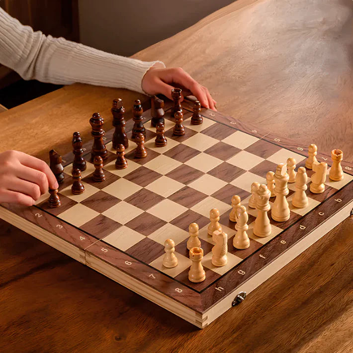 24x24cm Magnetic Chess Board - Foldable Wooden Chess Board Set