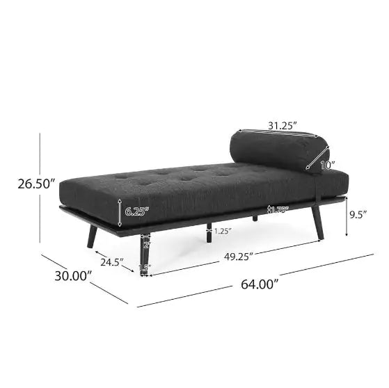 Mid-Century Chaise Lounge with Tufted Upholstery