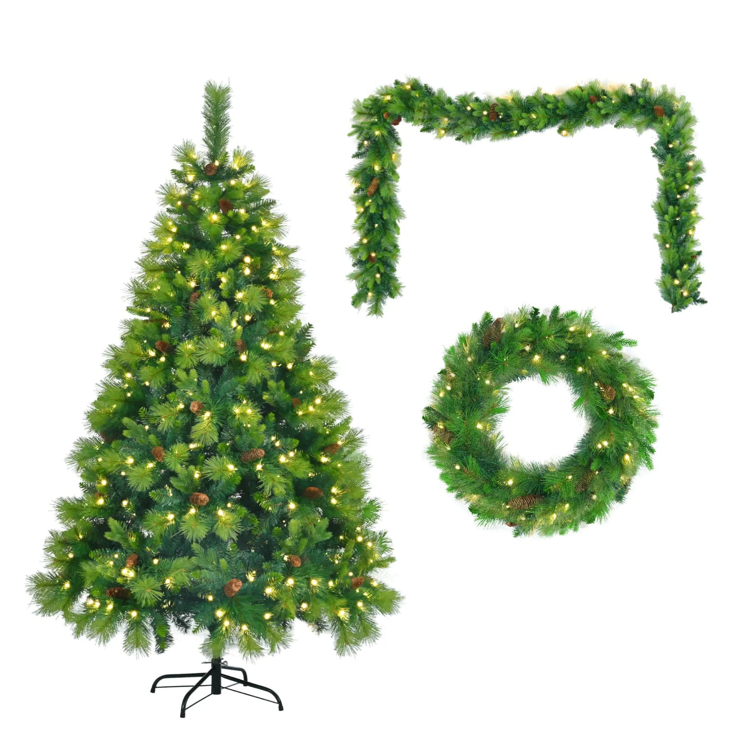 6ft Pre-Lit Pine Christmas Tree with Lights & Garland
