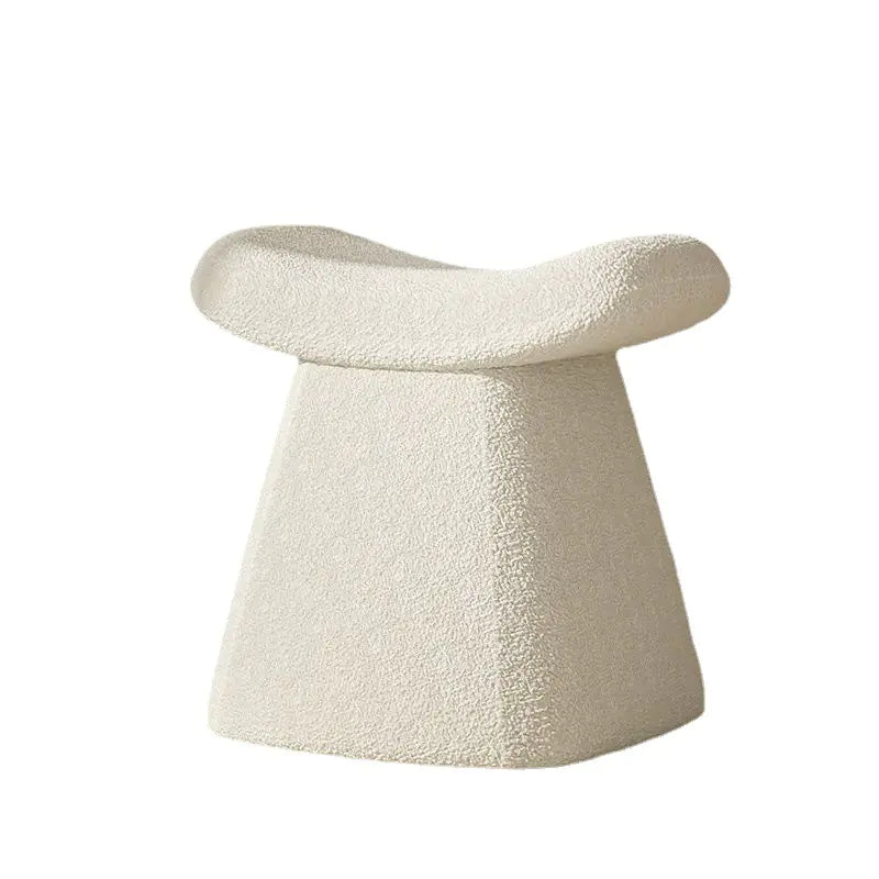 White Vanity Stool - Fluffy Lamb Wool Makeup Chair