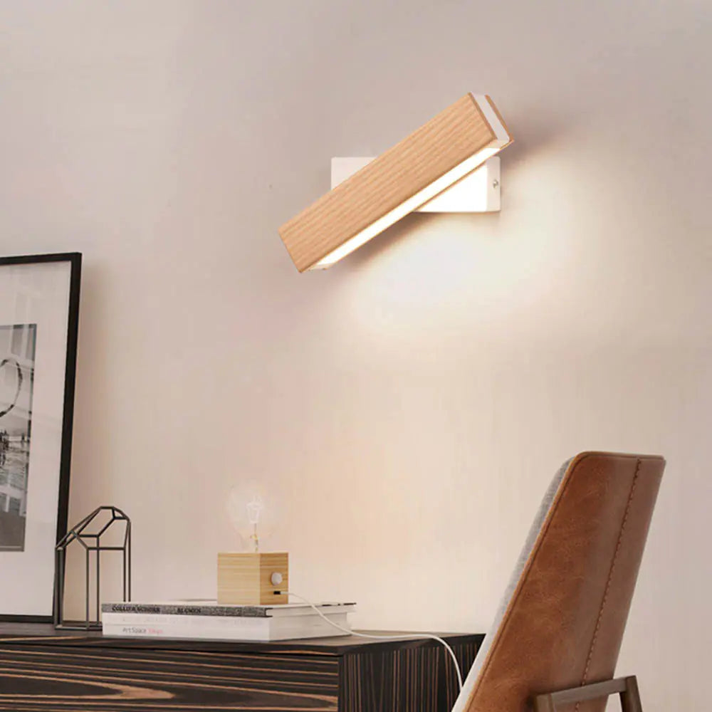 Rotatable Wood Beside Lights - Minimalist Decor LED Wall Lights