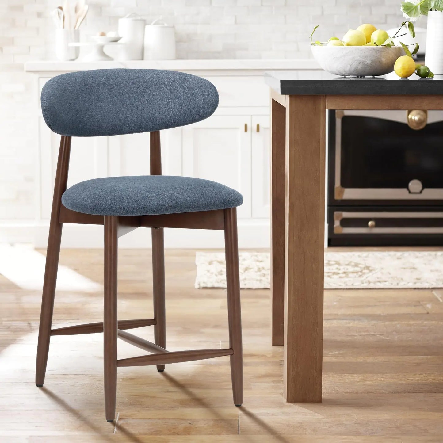 Set of 2 Swivel Counter Stools - Mid Century Wood Bar Stools