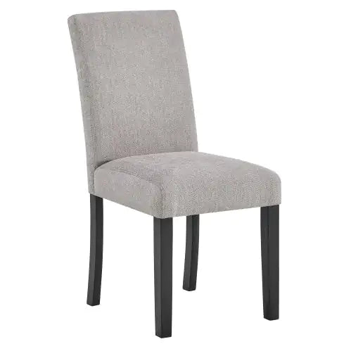 4pc Contemporary Parson Style Chairs Black Frame Upholstered Padded Soft Textured Gray Fabric Wooden Dining Room Home Furniture
