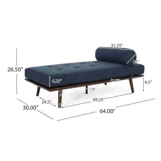 Mid-Century Chaise Lounge with Tufted Upholstery