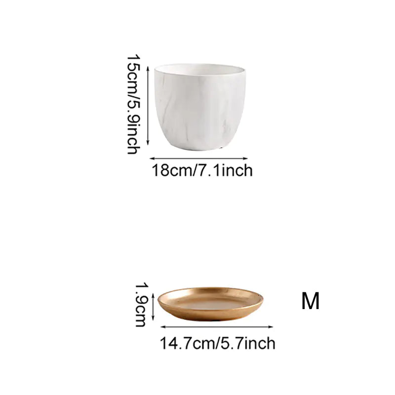 Ceramic Marble Pattern Pot for Modern Nordic Style