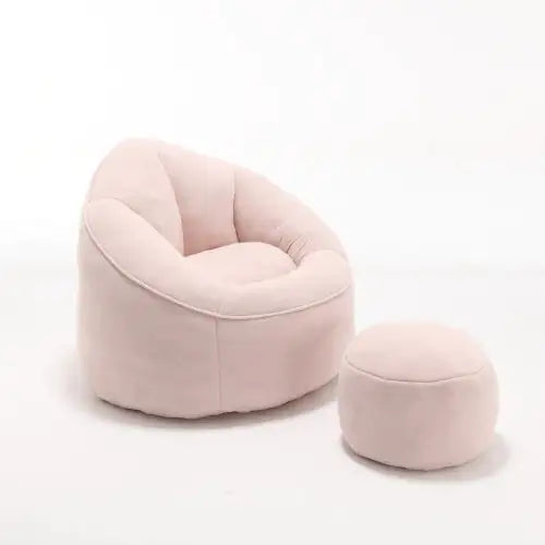 Pink Bean Bag Sofa Chair with Footrest