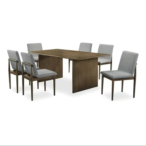 Natural Tone Frame Light Gray Fabric Set Of 2pc Side Chairs Dining Room Furniture Chair Upholstered Seat