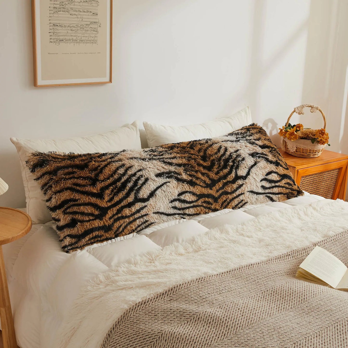 Tiger Print 20x54 Shaggy Pillow Cover